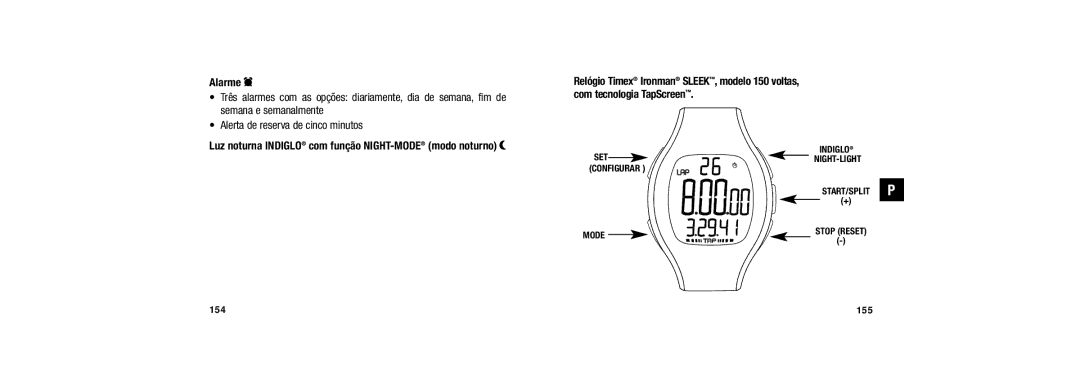 Timex 150 user manual Alarme d, 155 