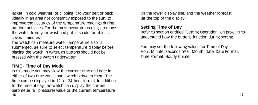 Timex 567-095006 NA manual Time Time of Day Mode, Setting Time of Day 