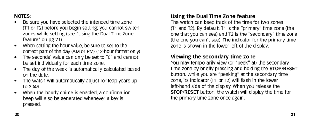 Timex 567-095006 NA manual Using the Dual Time Zone feature, Viewing the secondary time zone 