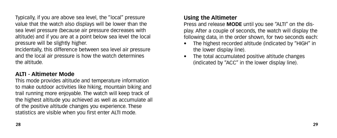 Timex 567-095006 NA manual Alti Altimeter Mode, Using the Altimeter 