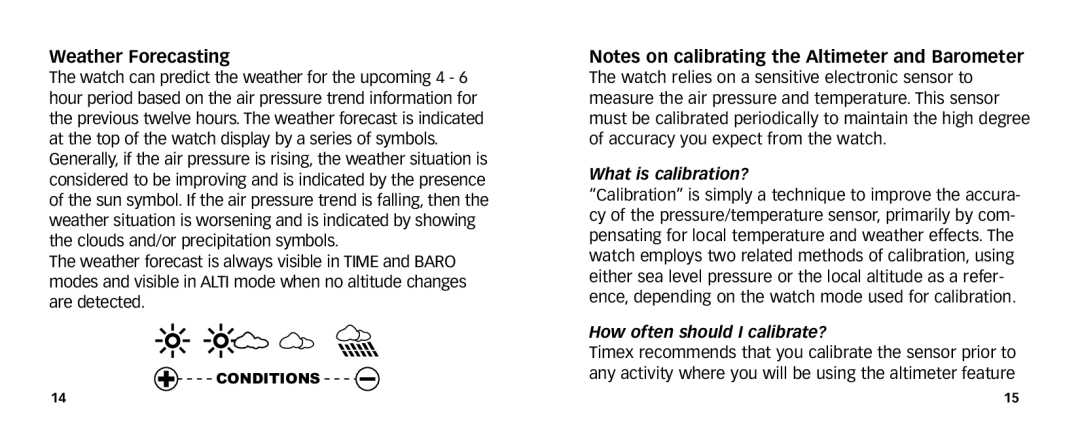 Timex 567-095006 NA manual Weather Forecasting, What is calibration? 