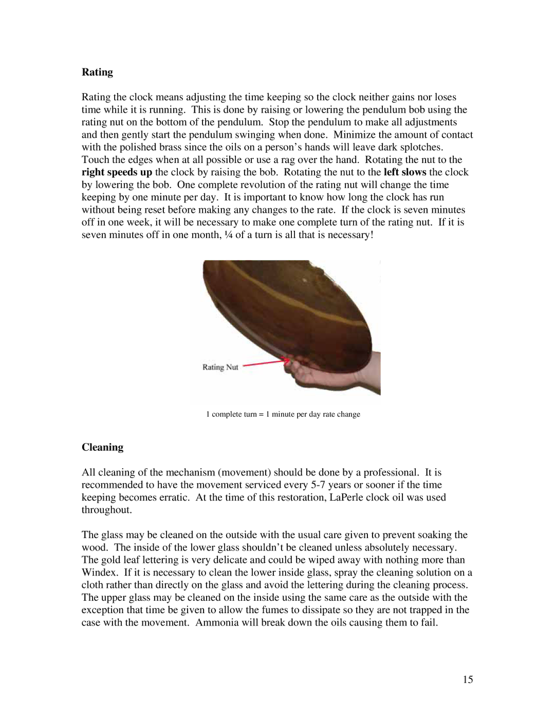 Timex 61 instruction manual Rating, Cleaning 