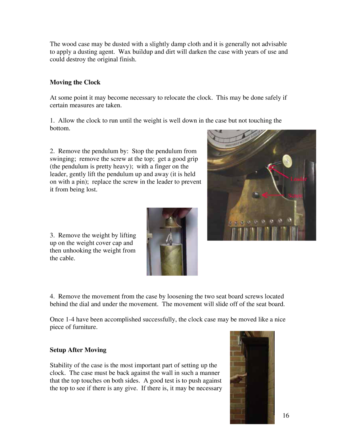 Timex 61 instruction manual Moving the Clock, Setup After Moving 