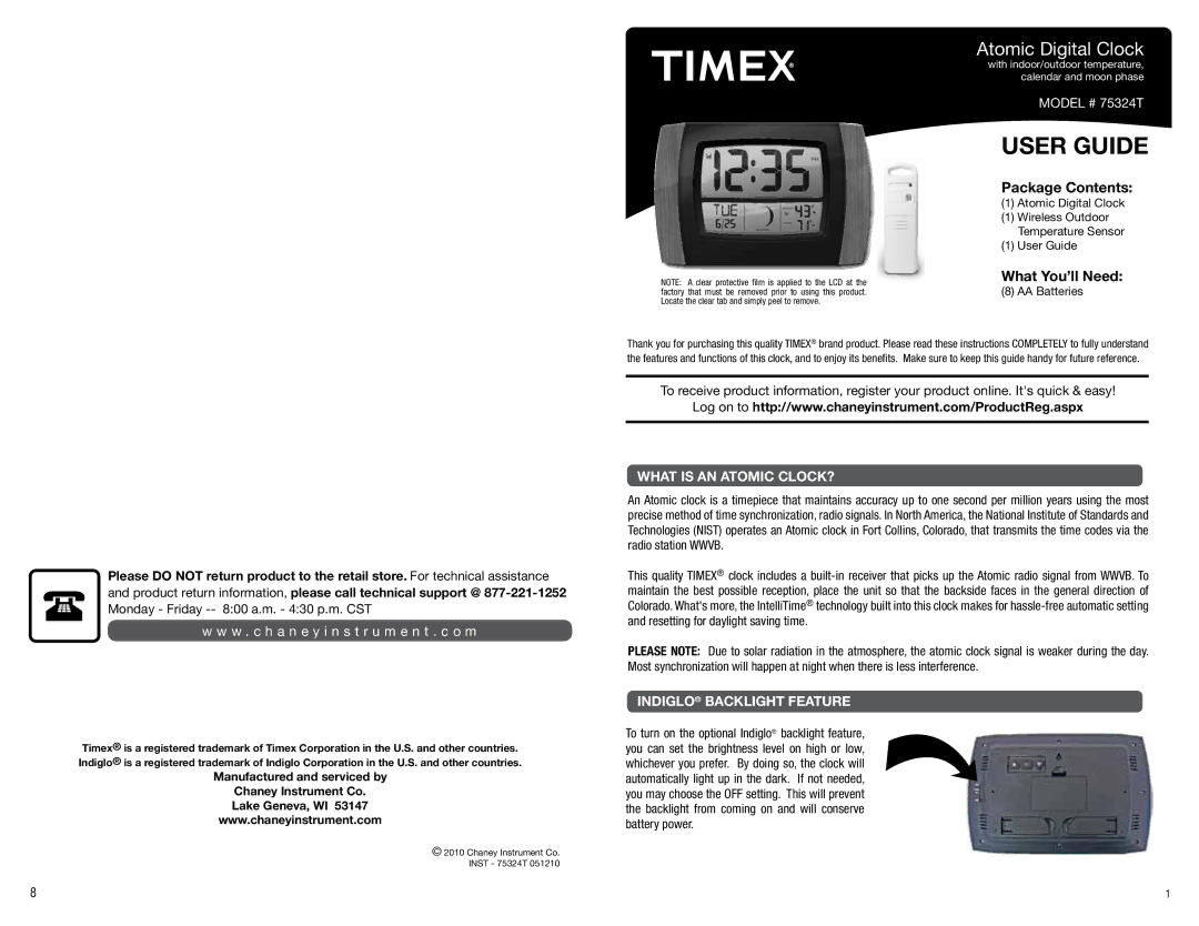 Timex 753424T manual User Guide 