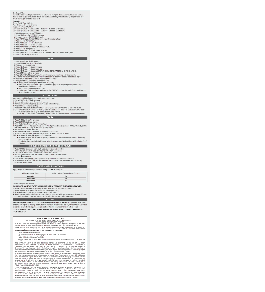 Timex 895-095000 Interval Timer, Alarm, Indiglo NIGHT-LIGHT/NIGHT-MODE Feature, Water & Shock Resistance, Battery 