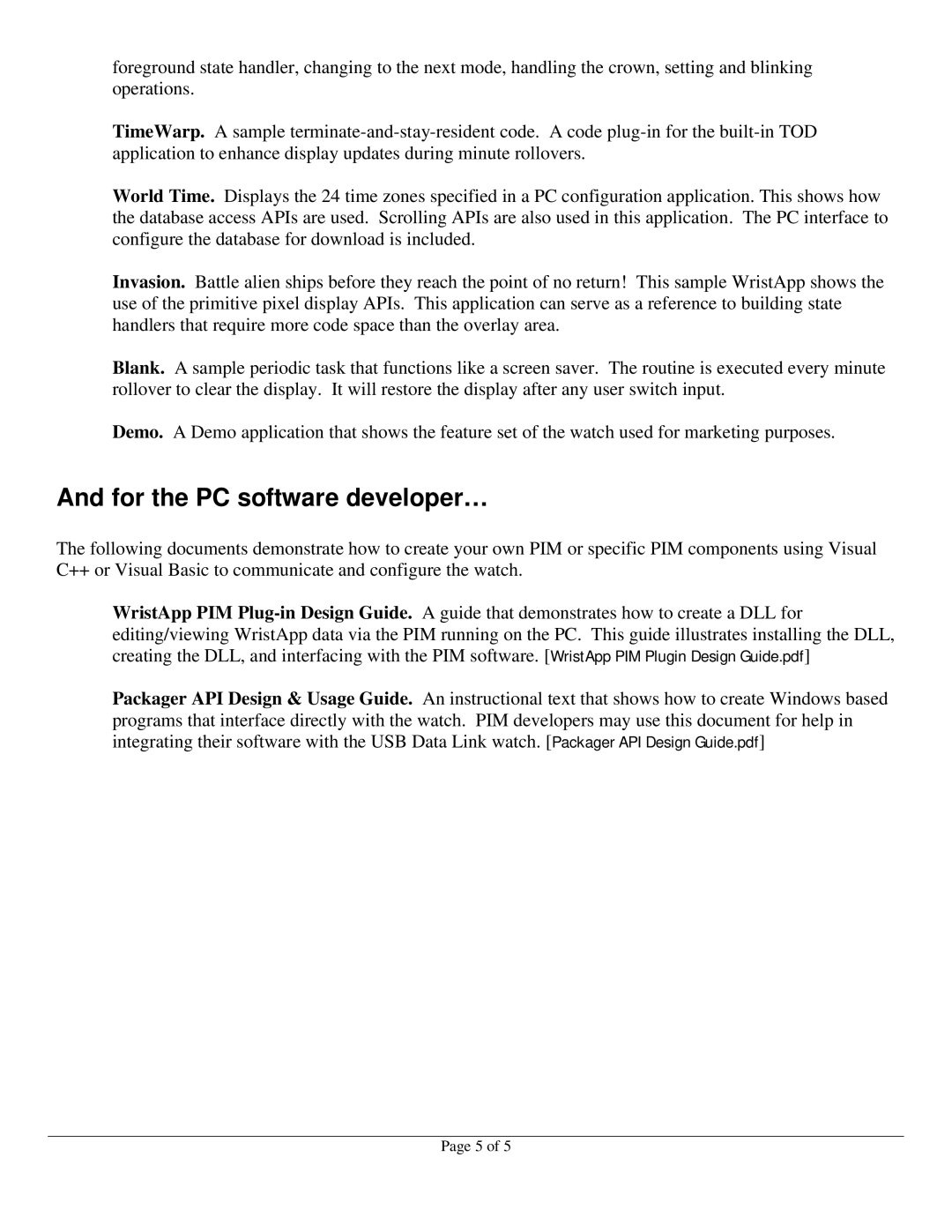 Timex M851 manual For the PC software developer… 