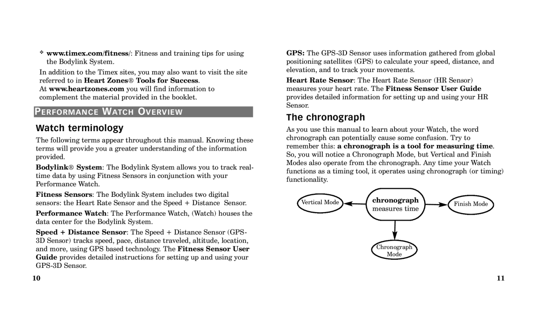 Timex Performance Watch manual Watch terminology, Chronograph 