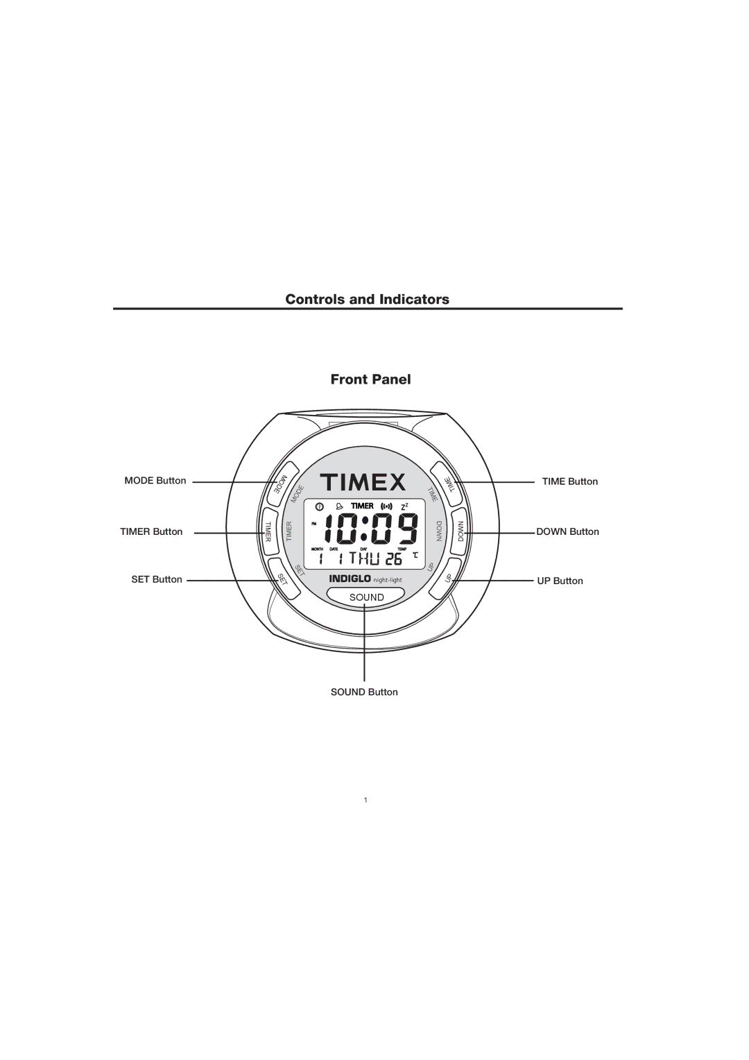 Timex T035 manual Controls and Indicators Front Panel 