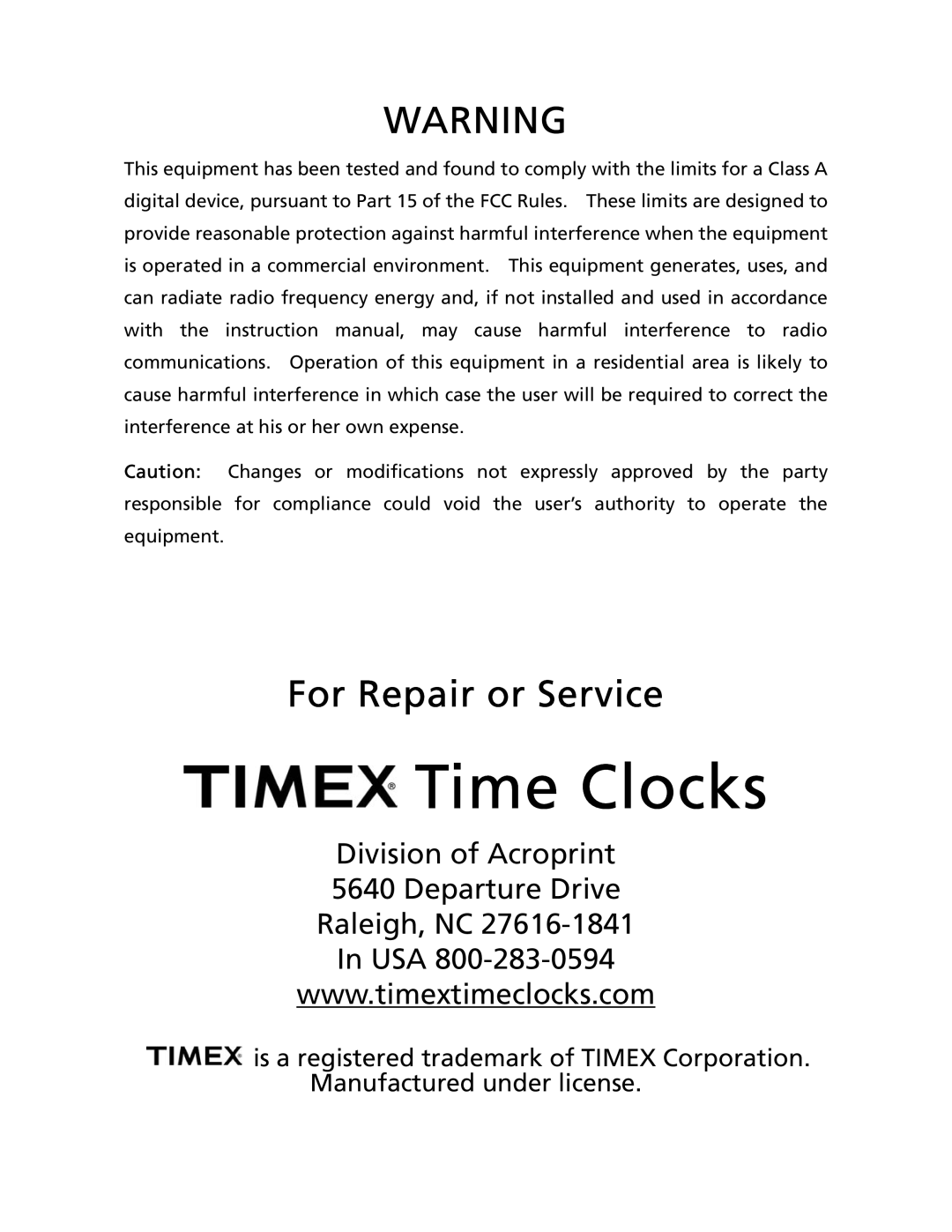 Timex T100 user manual Time Clocks 