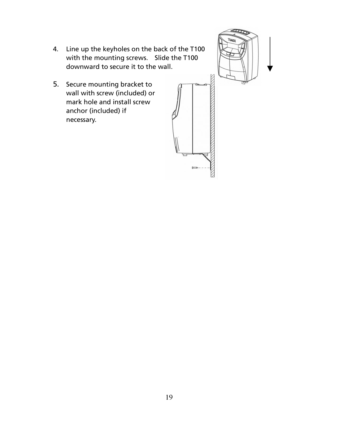 Timex T100 user manual 