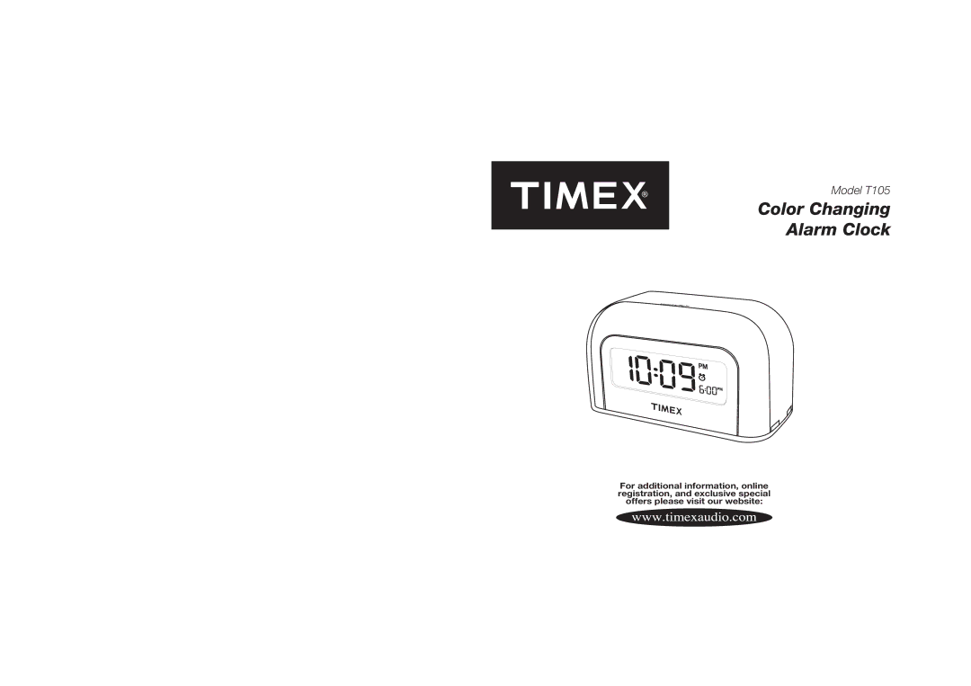 Timex T105WX manual Color Changing Alarm Clock 