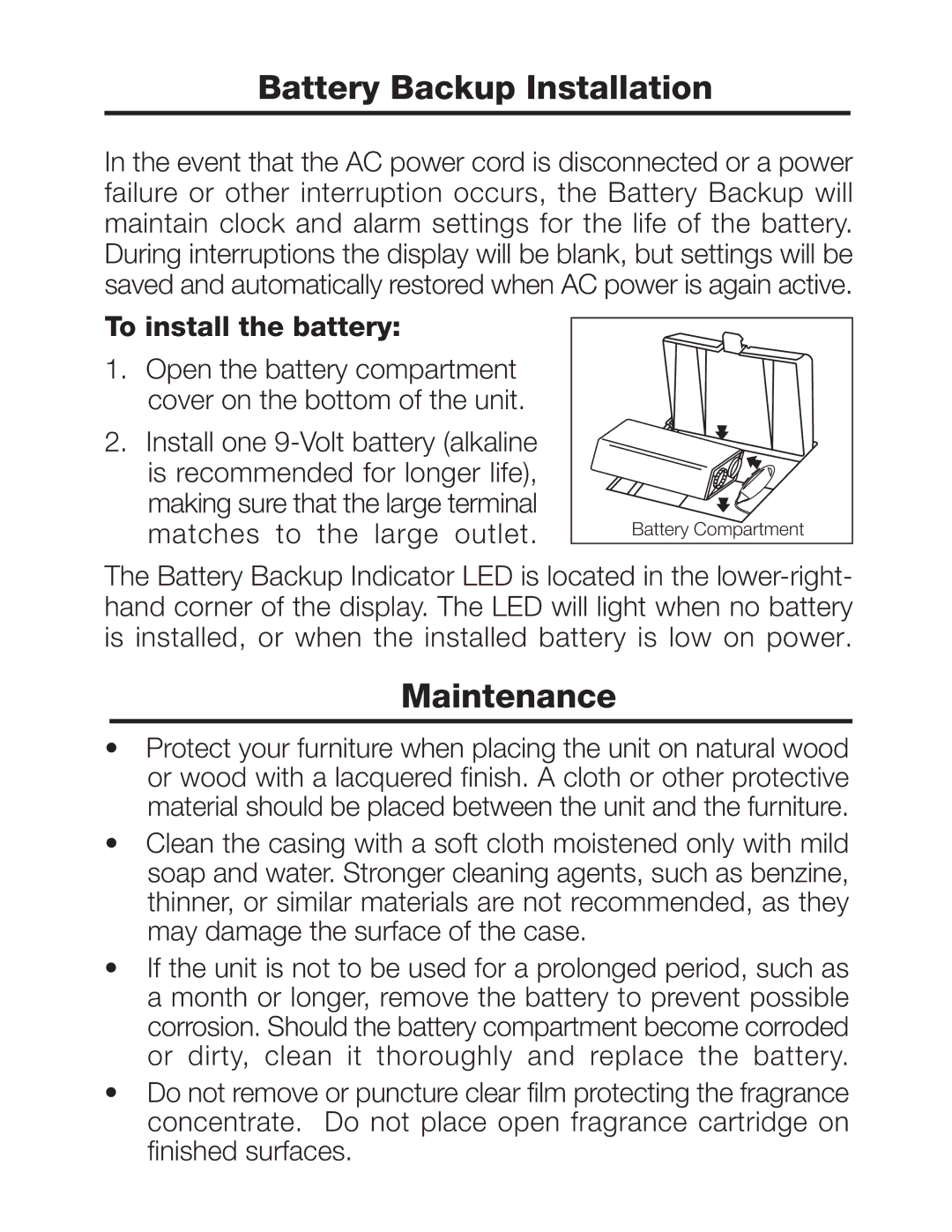 Timex T120 manual Battery Backup Installation, Maintenance, To install the battery 