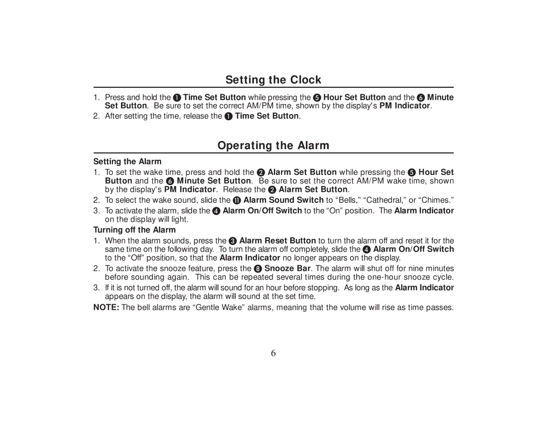 Timex T131 manual Setting the Clock, Operating the Alarm, Setting the Alarm 