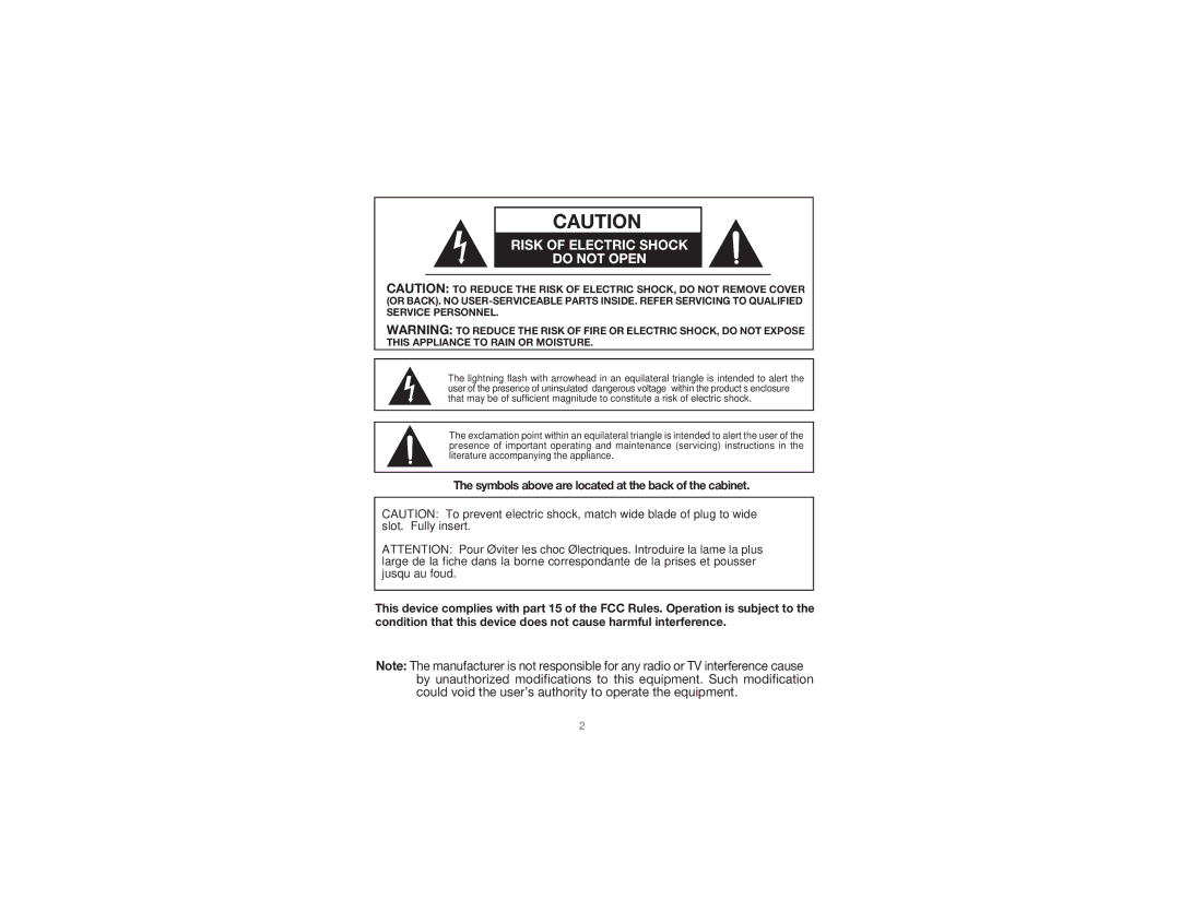 Timex T237 manual Risk of Electric Shock Do not Open 