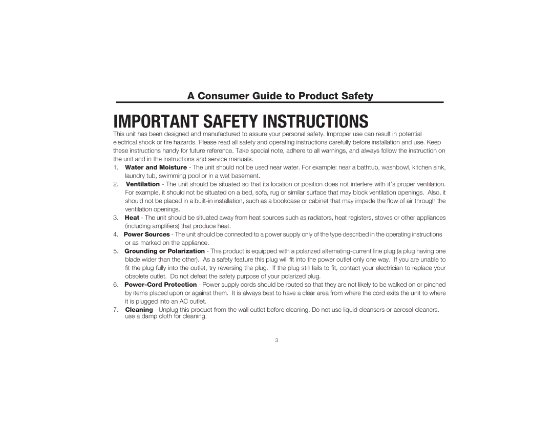 Timex T237 manual Important Safety Instructions, Consumer Guide to Product Safety 