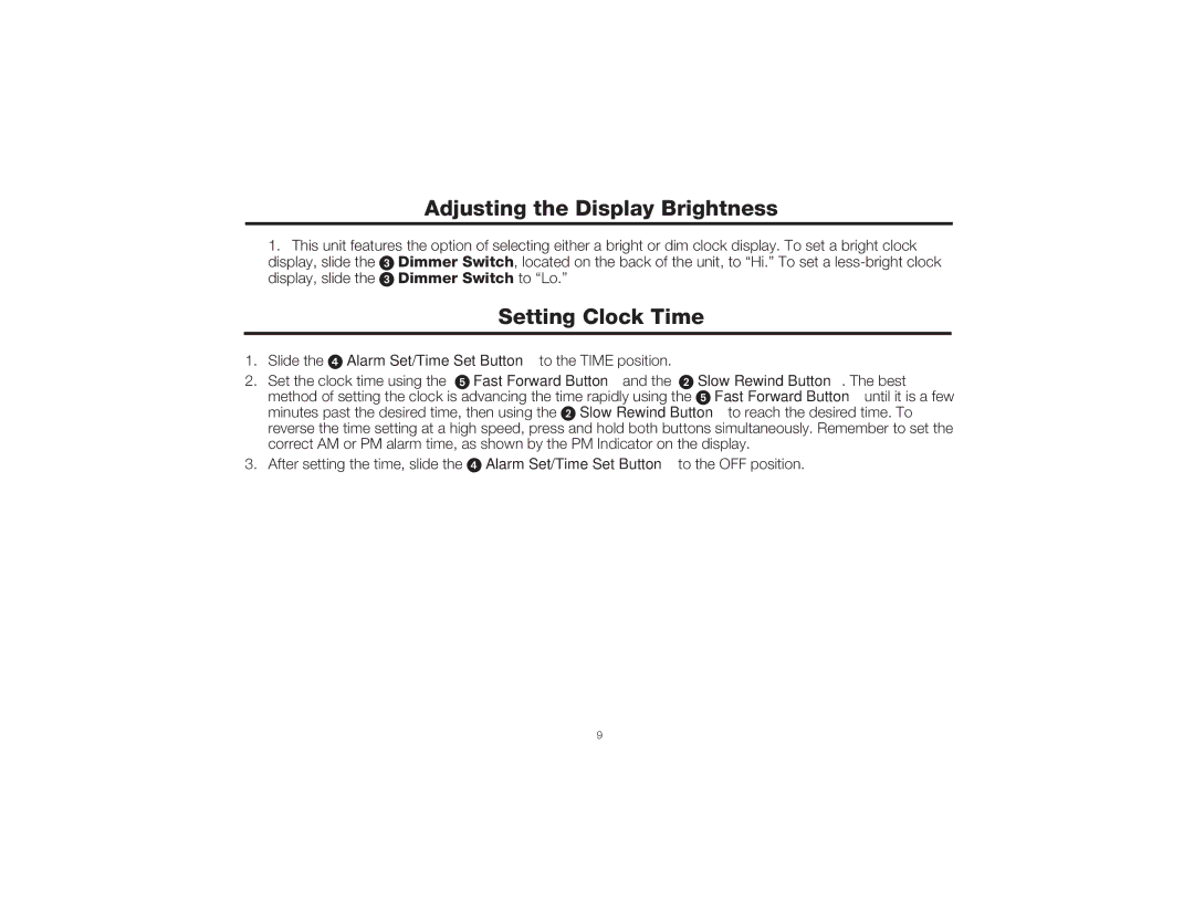 Timex T237 manual Adjusting the Display Brightness, Setting Clock Time 