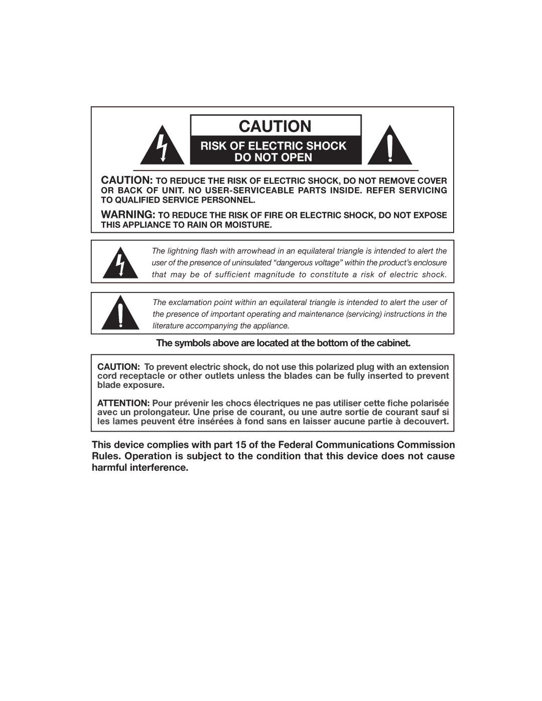 Timex T301 manual Risk of Electric Shock Do not Open 