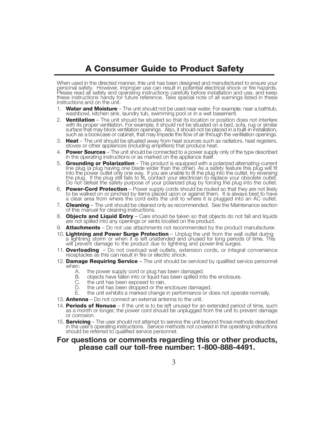 Timex T301 manual Consumer Guide to Product Safety 