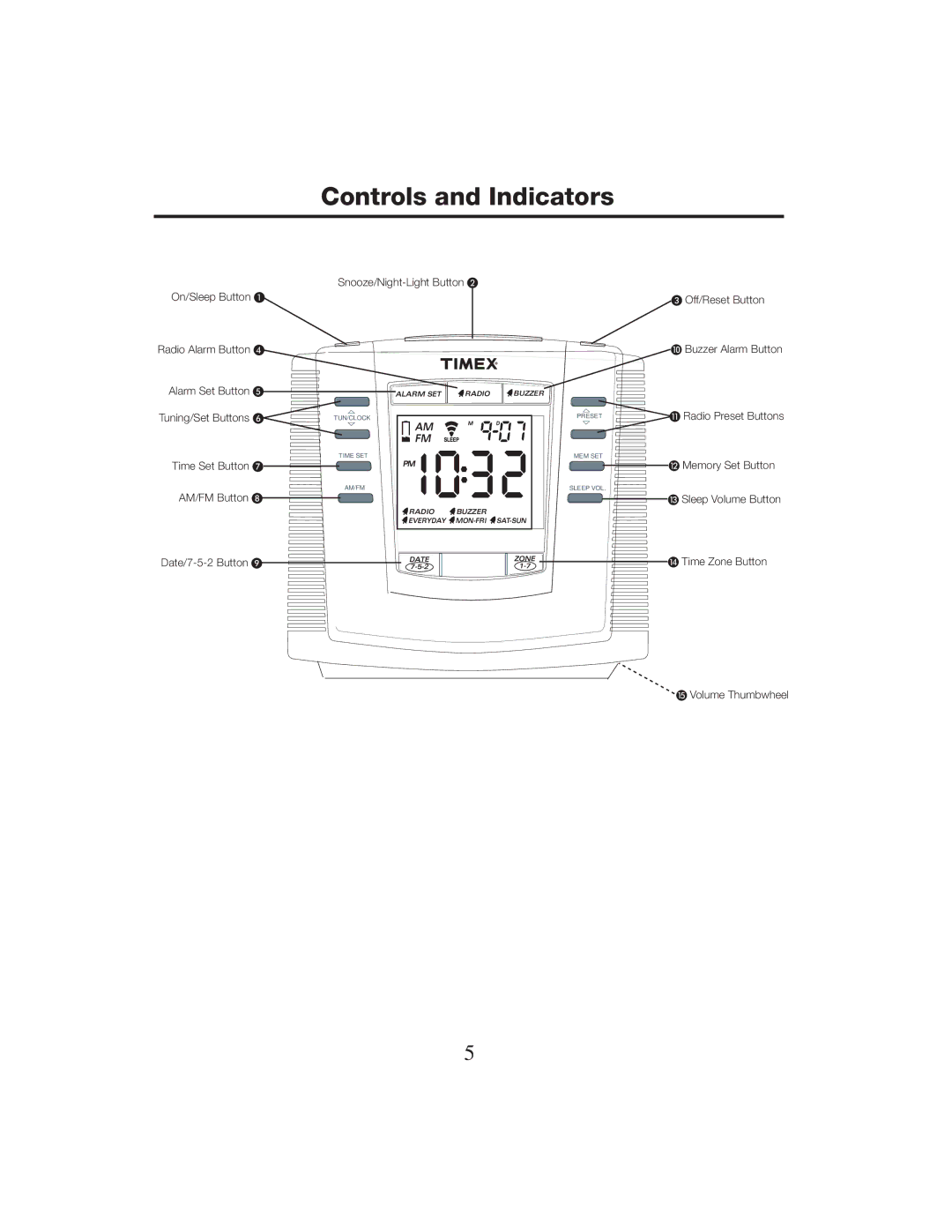 Timex T301 manual Controls and Indicators, Date/7-5-2 Button 