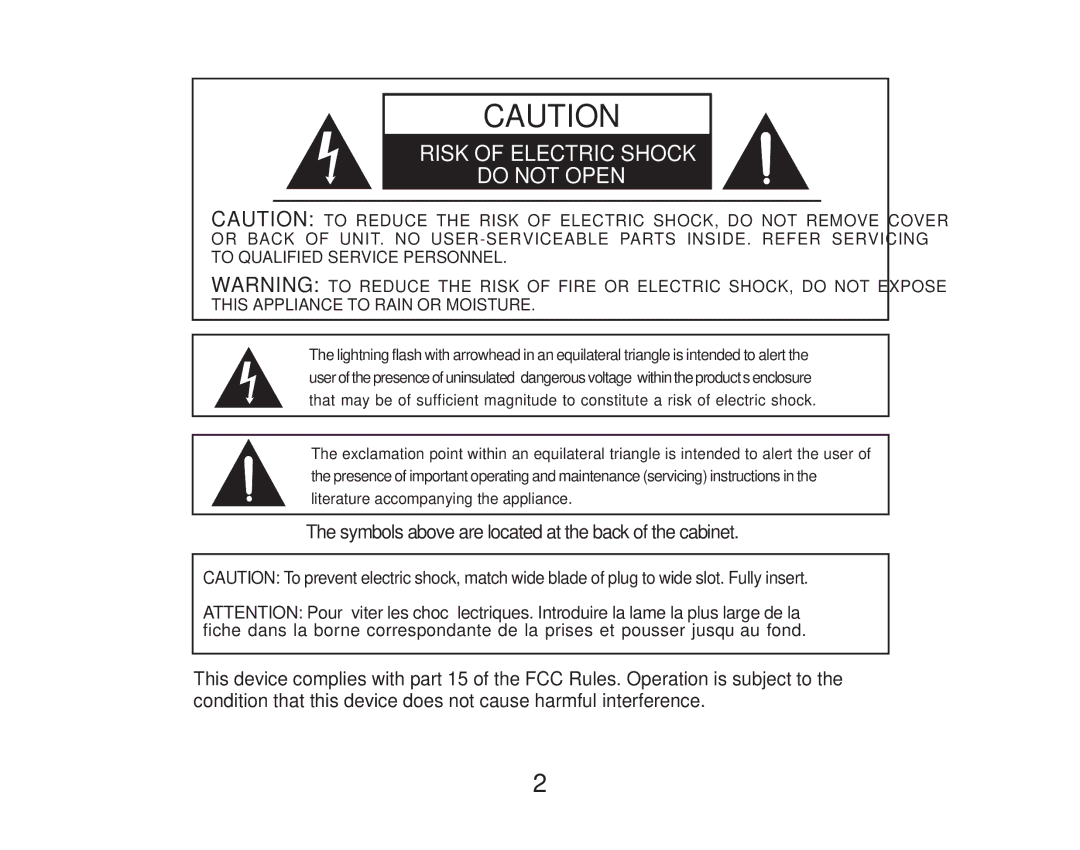 Timex T307 manual Risk of Electric Shock Do not Open 