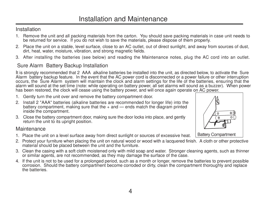 Timex T307 manual Installation and Maintenance 