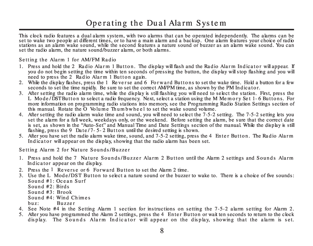 Timex T307 manual Operating the Dual Alarm System 