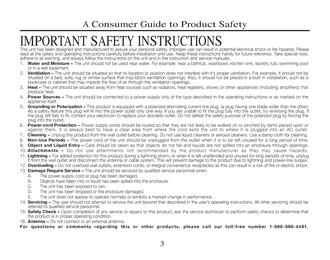 Timex T308 manual Important Safety Instructions, Consumer Guide to Product Safety 