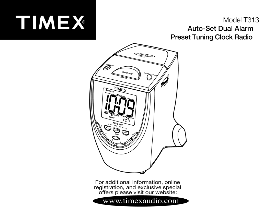 Timex manual Model T313 Auto-Set Dual Alarm Preset Tuning Clock Radio 