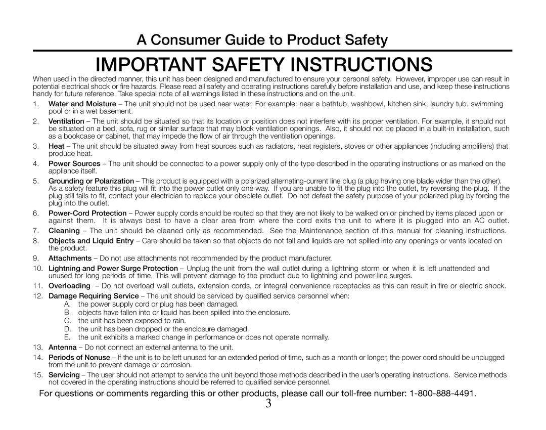 Timex T313 manual Important Safety Instructions, Consumer Guide to Product Safety 