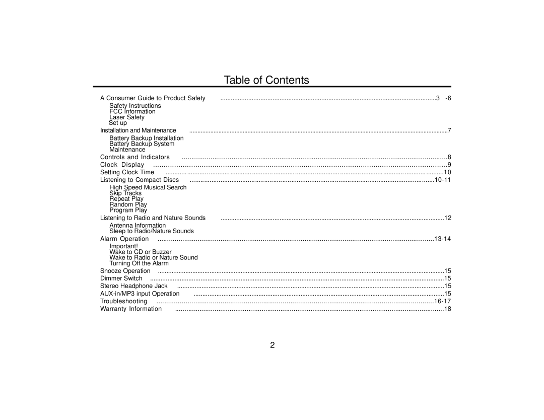 Timex T609 manual Table of Contents 