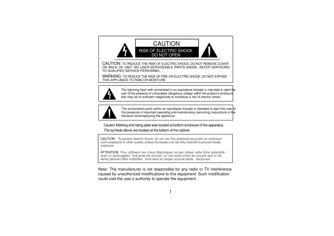 Timex T612S manual Risk of Electric Shock Do not Open 