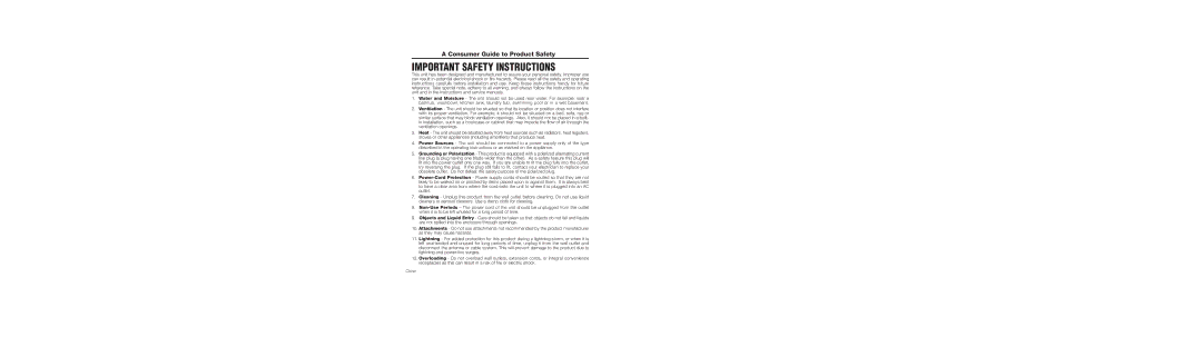 Timex T622 important safety instructions Important Safety Instructions, Consumer Guide to Product Safety 