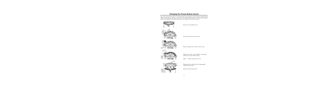 Timex T622 important safety instructions Changing the Preset Button Inserts 