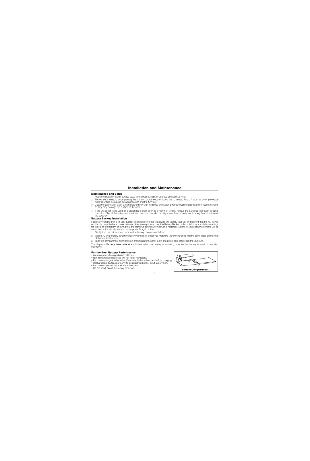 Timex timex alarm clock radio manual Nstallation and -AINTENANCE, AINTENANCEEANDA3ETUP 