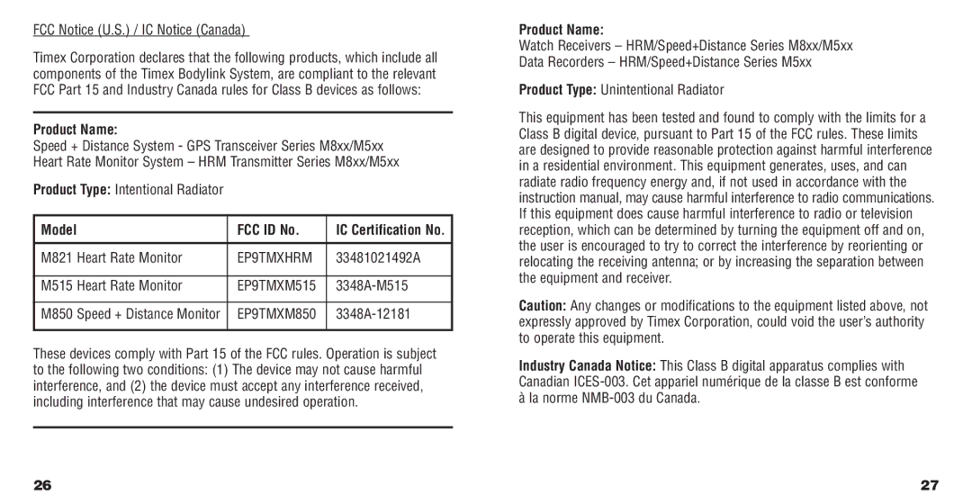 Timex 568-095003, W132 manual Product Name, FCC ID No 