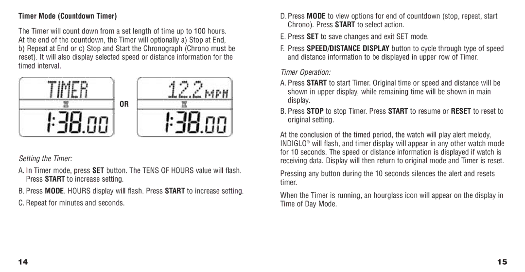 Timex 568-095003, W132 manual Timer Mode Countdown Timer, Setting the Timer 