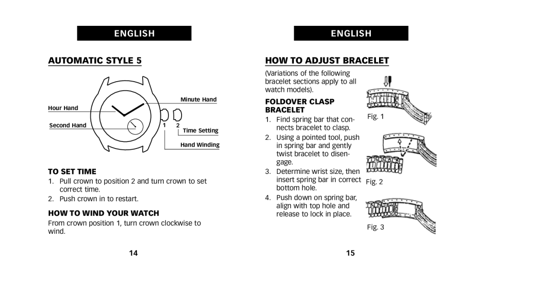 Timex W231 NA, 714-095005-01 manual HOW to Adjust Bracelet, Foldover Clasp Bracelet 