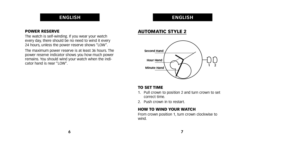 Timex W231 NA, 714-095005-01 manual Power Reserve 