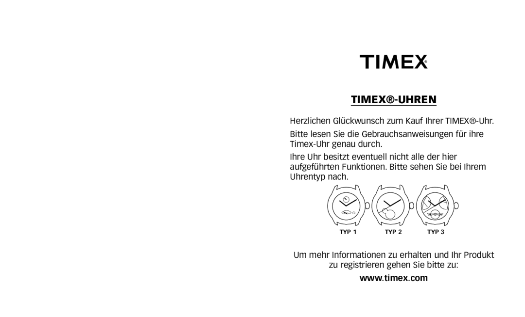 Timex W231 manual Timex¨-Uhren 