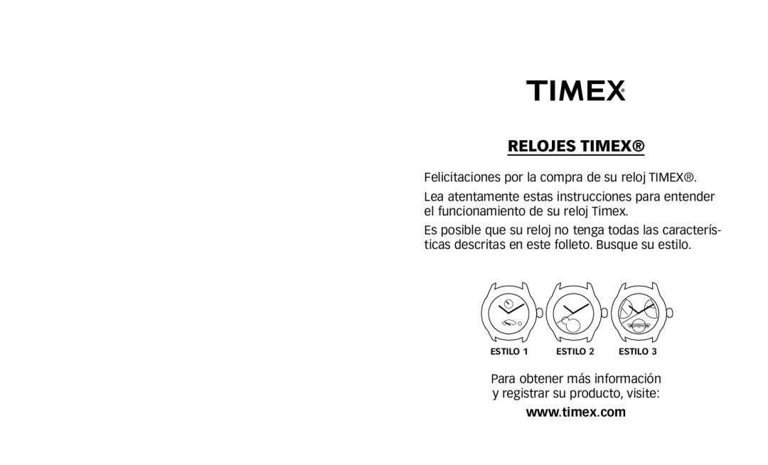 Timex W231 manual Relojes TIMEX¨ 