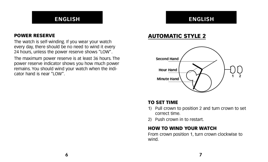 Timex W231 manual Power Reserve 