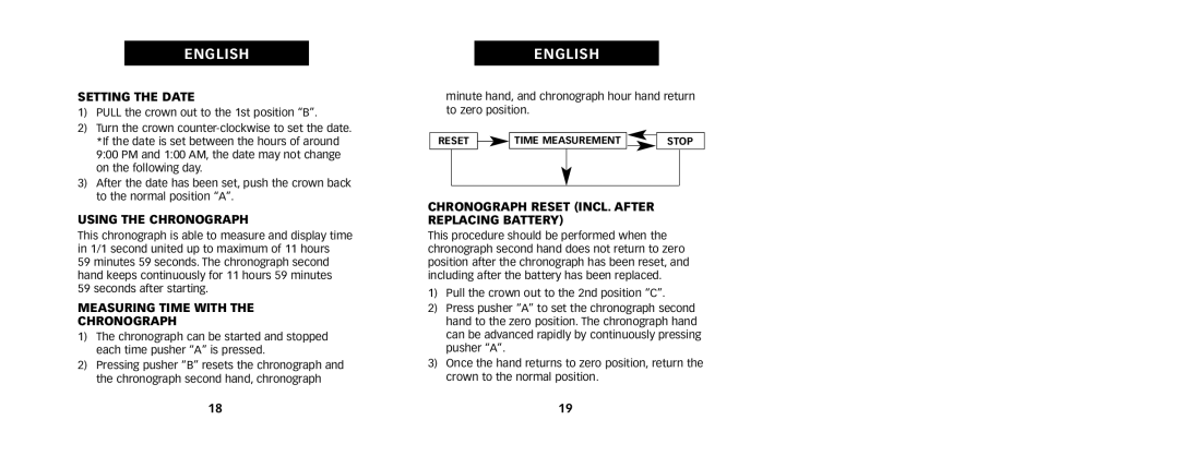Timex 333-095002, W236 manual Setting the Date, Using the Chronograph, Measuring Time with Chronograph 