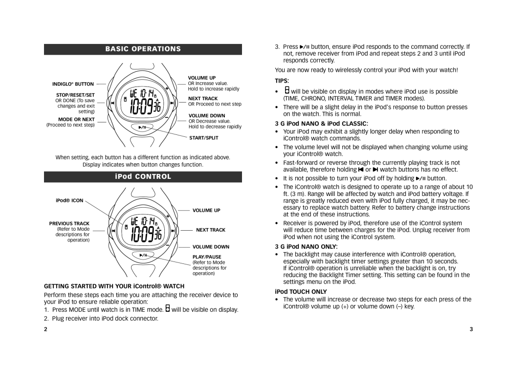 Timex 805-095003, W240 NA manual Basic Operations, Tips 