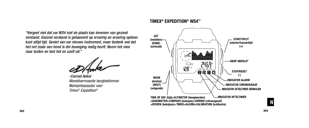 Timex W253 user manual Timex Expedition WS4, Indicator Alarm 