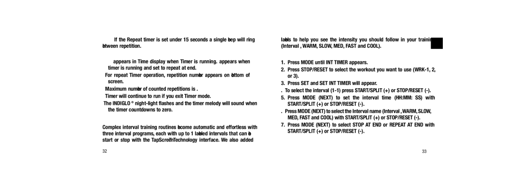 Timex 509-095000-02 NA Interval Timer with Labels, Interval #, WARM, SLOW, MED, Fast and Cool, Setting Interval Timers 