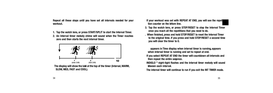 Timex W254, 509-095000-02 NA user manual Using the Interval Timer, Tion counter on the bottom line 