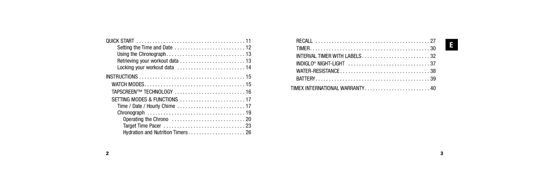 Timex W254, 509-095000-02 NA user manual Timex International Warranty 