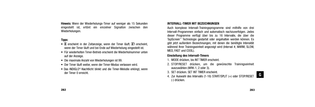 Timex W254 509-095002-02 INTERVALL-TIMER MIT Bezeichnungen, MED, Fast und Cool, Einstellung des Intervall-Timers, Drücken 