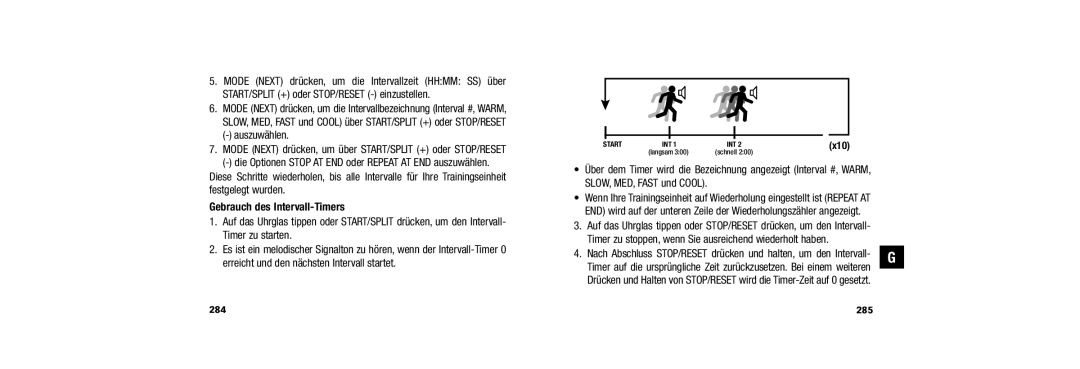 Timex W254 509-095002-02 user manual Gebrauch des Intervall-Timers 