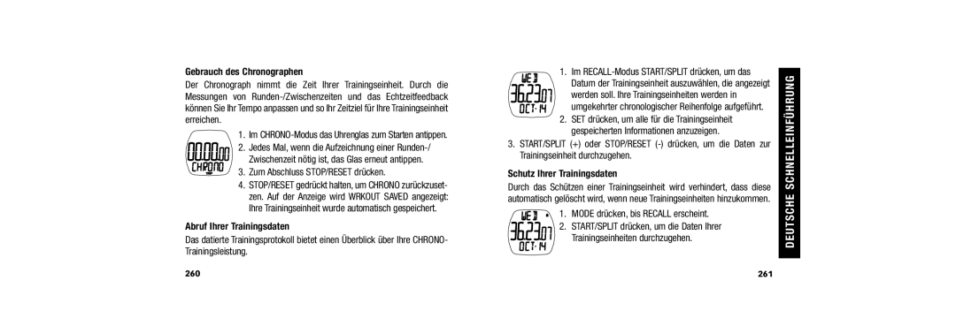 Timex W254 509-095002-02 Gebrauch des Chronographen, Zum Abschluss STOP/RESET drücken, Abruf Ihrer Trainingsdaten 